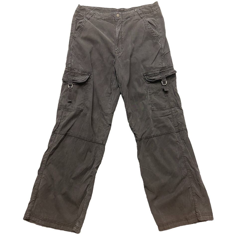 American Eagle AE Low-Rise Cargo Pants Baggy Faded Black Utility Pants Size 12L